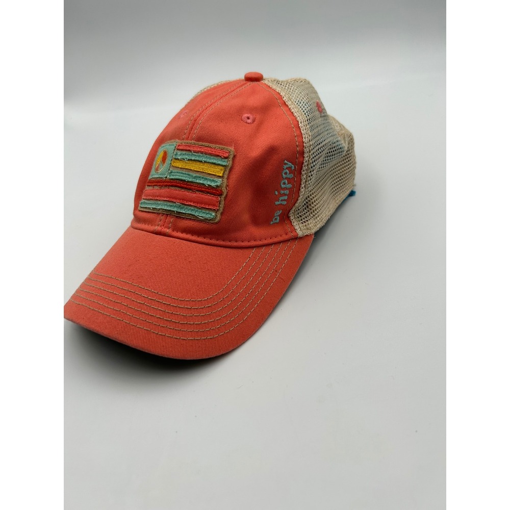 Legacy Athletic Be Hippy Peace Flag Trucker Hat Snapback Orange Mesh Cap